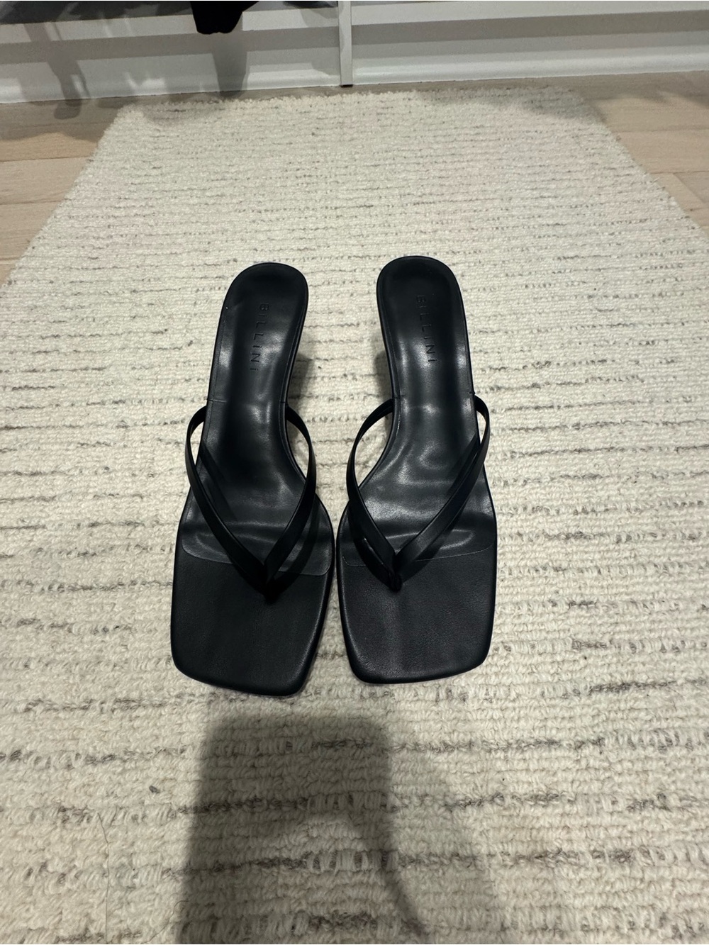 Billini Black Square-Toe Strappy Slide Sandals